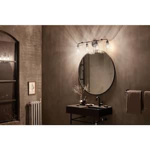 Gunnison 33.75 in. 4-Light Black Vintage Bathroom Vanity Light with Clear Glass