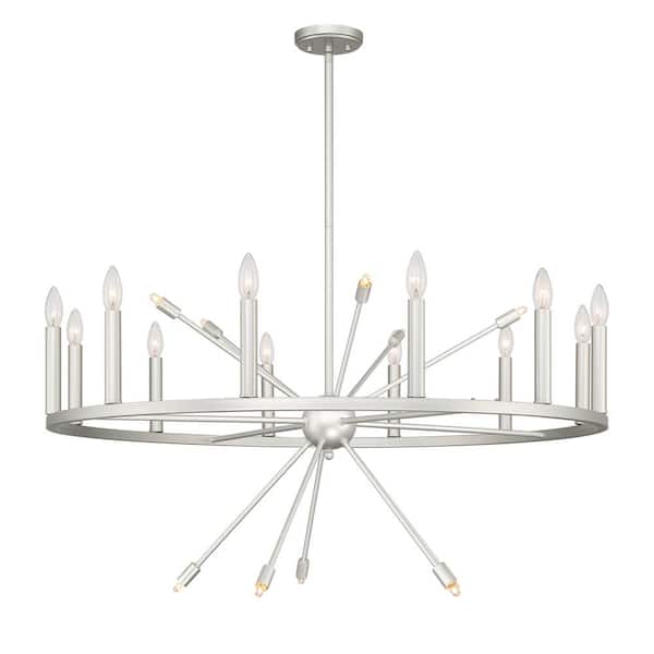 Vanity Art 60W 22-Light in White/Antique Silver Candle Style Wagon Wheel Chandelier Light, Bulb Not Included