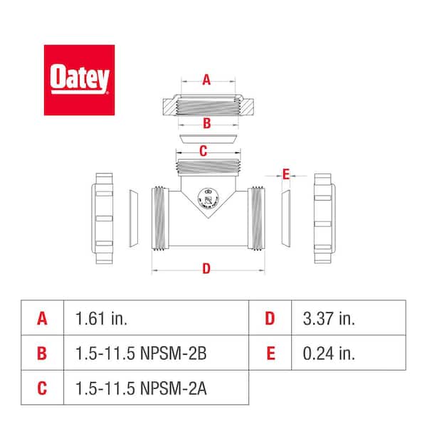 ていてい Oatey 1-1/2 in. White Plastic Sink Drain Center Slip-Joint