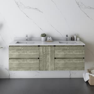 Formosa 58 in. W x 20 in. D x 19.5 in. H Modern Double Wall Hung Bath Vanity Cabinet Only without Top in Sage Gray