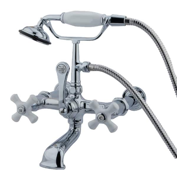 Kingston Brass Vintage 7 in. Center 3-Handle Claw Foot Tub Faucet with Handshower in Chrome