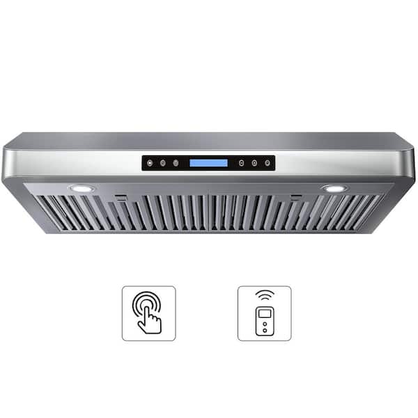 30 in. 900 CFM Ducted Under Cabint Range Hood in Stainless Steel with 3-Way Venting, LED Lights and Touch/Remote Control