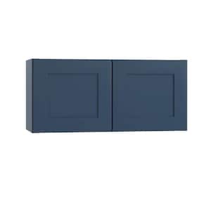 Newport Blue Painted Plywood Shaker Assembled Wall Kitchen Cabinet Soft Close 24 in W x 12 in D x 18 in H