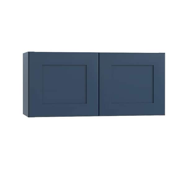 Newport 30 in. W x 12 in. D x 12 in. H Assembled Plywood Wall Bridge Kitchen Cabinet in Mythic Blue with Soft Close