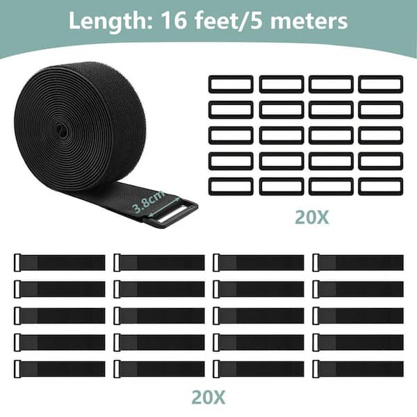 Lukyamzn 1.5 in. x 16 ft. UV Resistant Nylon Cable Zip Tie Black