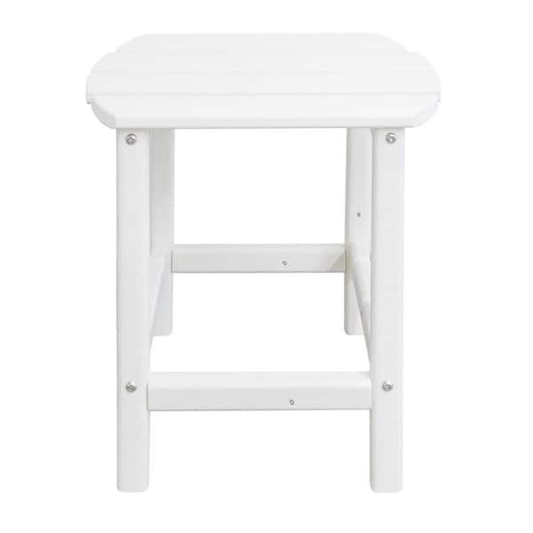 HOTEBIKE 18 in. Outdoor Resin Patio HDPE Side Table White