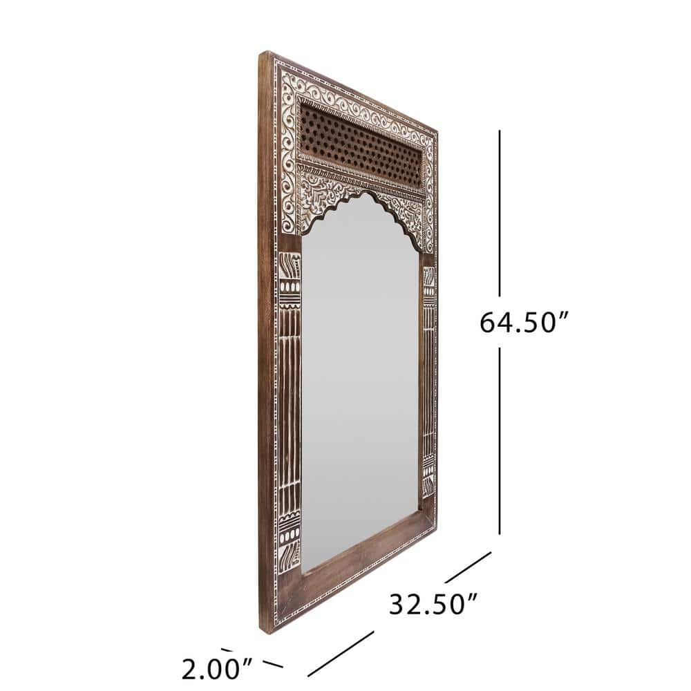 Oversized White Washed Mango Wood Full Length Standing Mirror