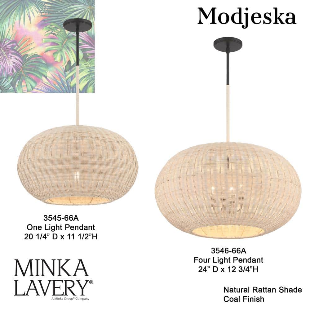 Modjeska 24" Coal Finish 4-Light Incandescent Pendant