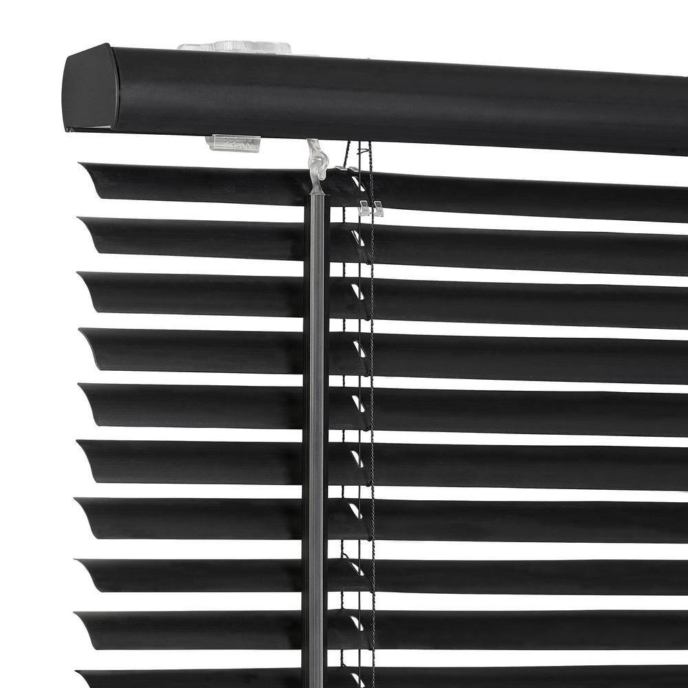 Black Cordless Vinyl Light Filtering Mini Blind, 64" L x 34" W