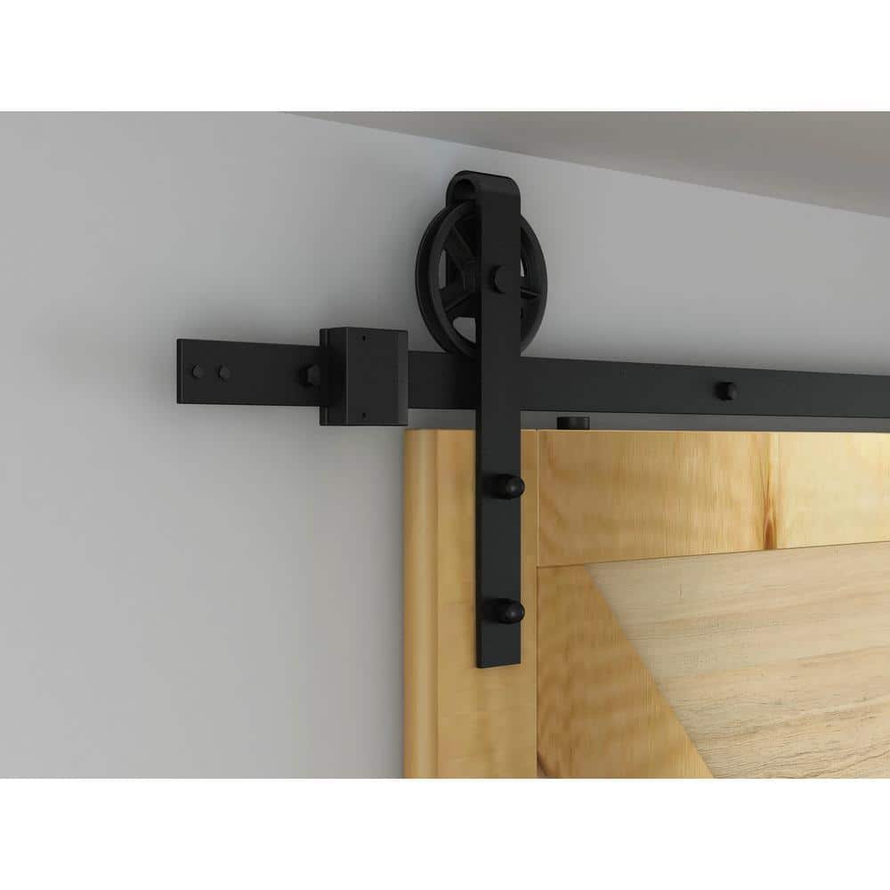 78 Inch Black Steel Sliding Barn Door Hardware Kit