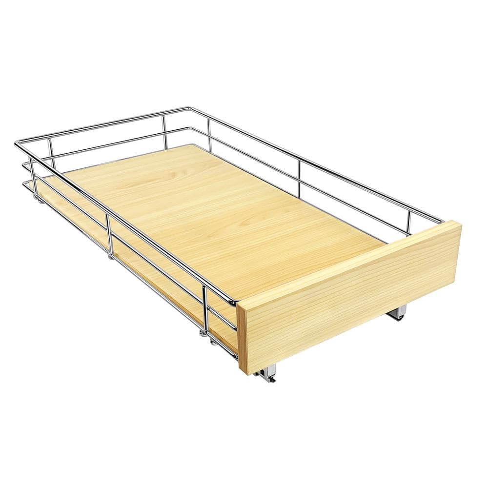 Made-to-Fit 6 in. to 30 in. Wide, High Profile 8 in. Slide-Out Shelf with Full Extension in Solid Wood Front