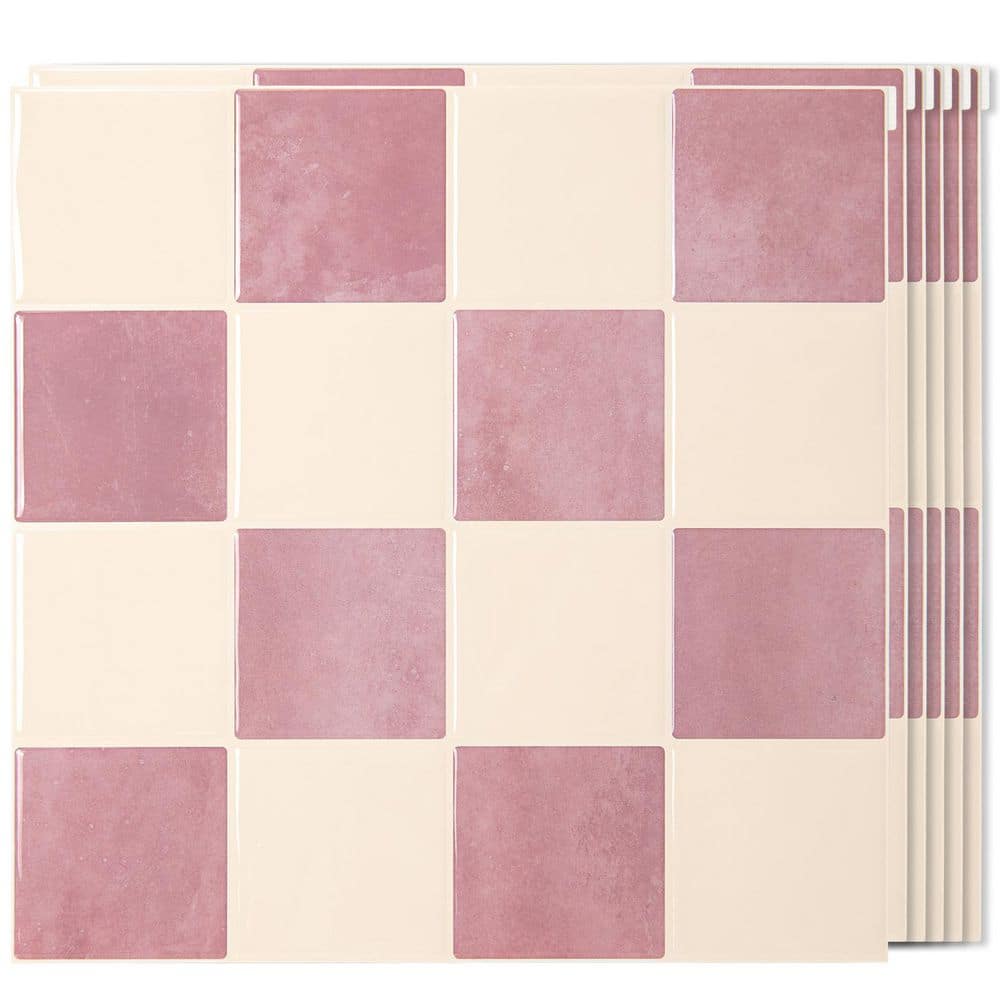 Art3dwallpanels Pink Modern Checkerboard Design 11.8 in. x 11.8 in