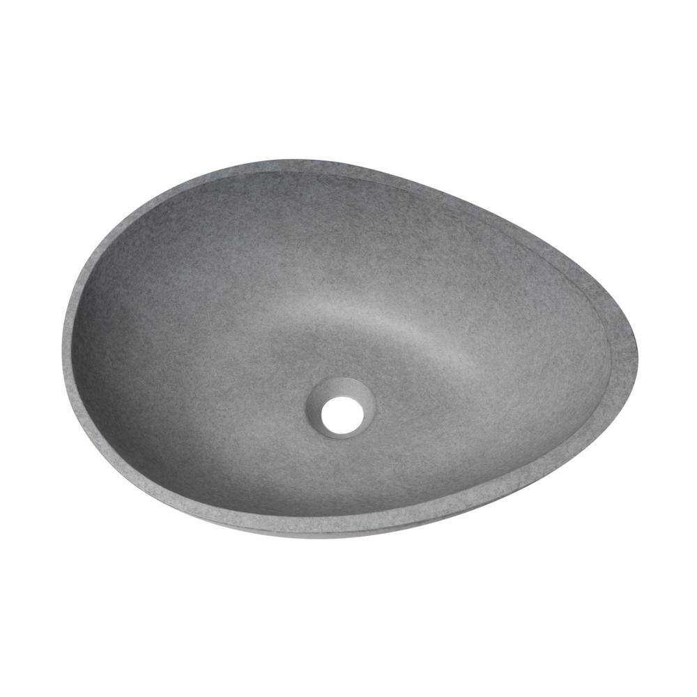 21" Gray Ceramic Oval Vessel Sink
