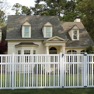 Pro Series 4 in. x 4 in. x 8 ft. White Vinyl Lafayette Spaced Picket Routed End Fence Post