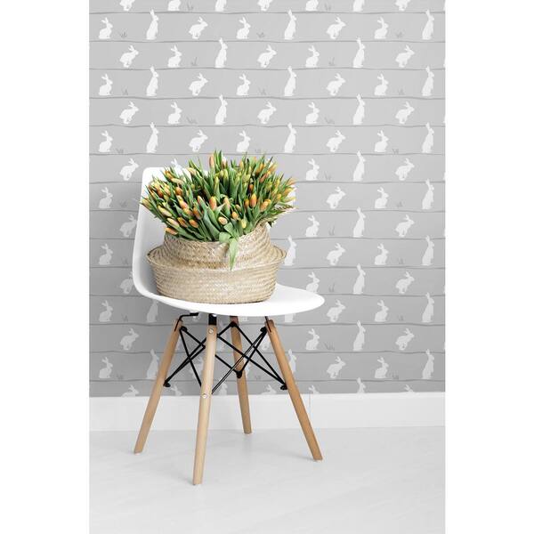 NextWall 30.75 sq. ft. Daydream Grey Bunny Trail Vinyl Peel and