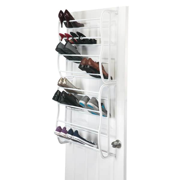12 Tier Metal Tube Shoe Shelf Hook Over Door Shoe Organizer for 36