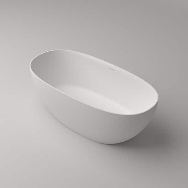 70.87 in. x 32.28 in. Solid Surface Freestanding Soaking Bathtub in Matte White