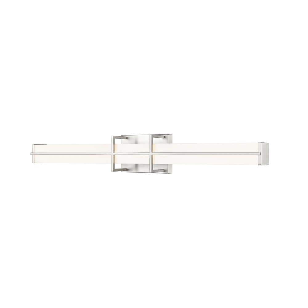 Harrison 32 in. Brushed Nickel Integrated LED Vanity Light with Frosted Pla