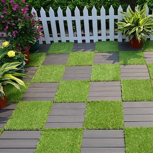 12 in. x 12 in. Interlocking Flooring Tiles Tufted Grass Deck Tile Green (10-Pack)