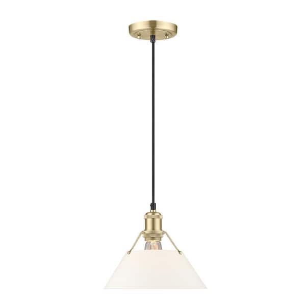 Golden Lighting Orwell 100-Watt 1-Light Brushed Champagne Bronze and Opal Glass Pendant Light