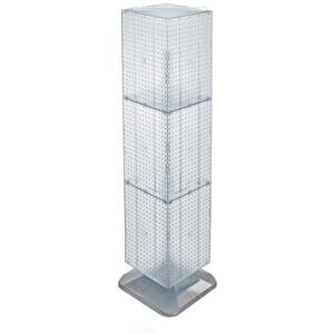 64 in. H x 14 in. W Styrene Pegboard Tower Floor Display on Revolving Base in Clear