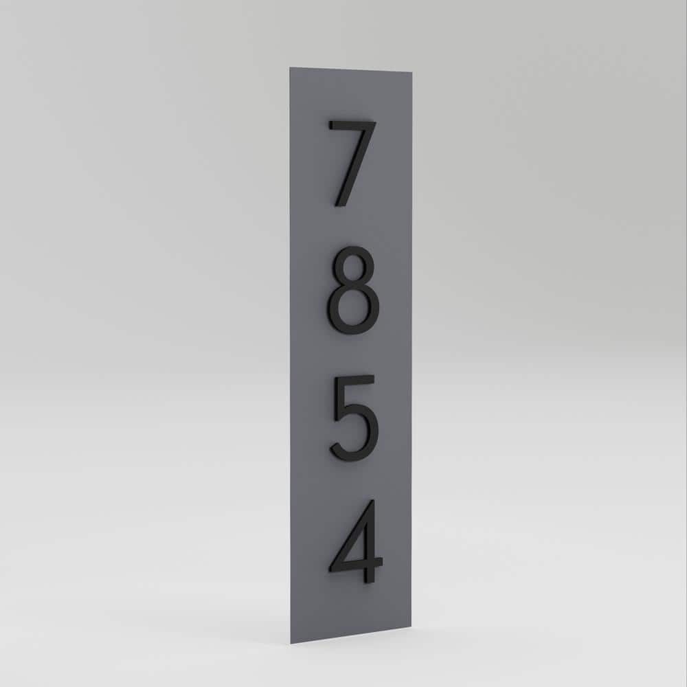 Large Gray Steel Vertical Address Plaque