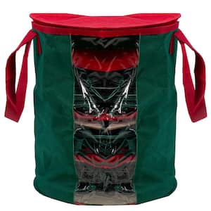 12 in. Red and Green Polyester Christmas Light Storage Organizer with Window