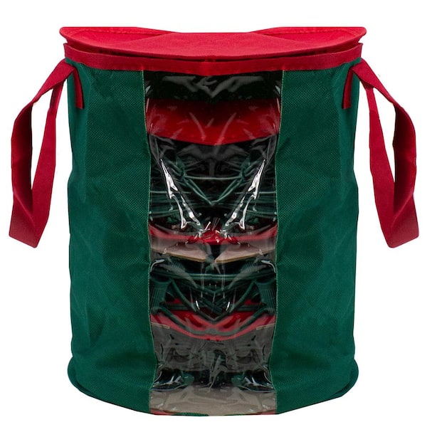 Northlight 12 in. Red and Green Polyester Christmas Light Storage Organizer with Window