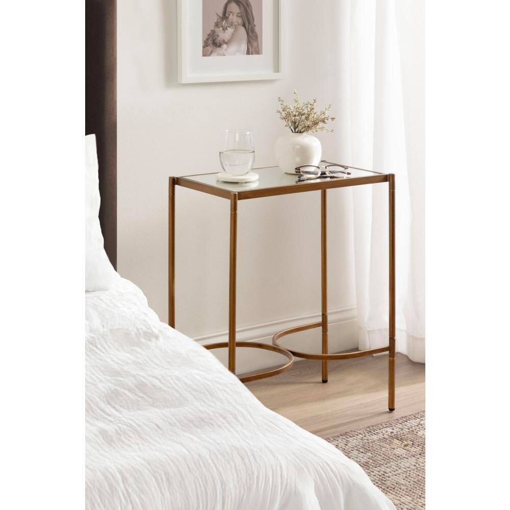 Catriona 19 in. Gold Rectangle Mirror End Table - thumbnail 9