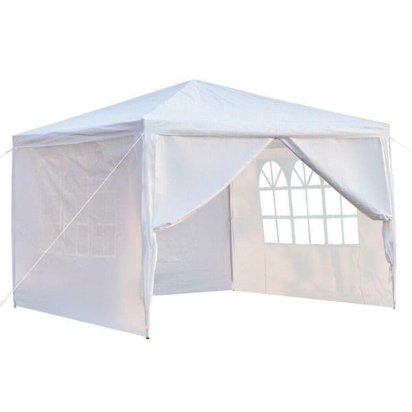 Kahomvis 10 ft. x 10 ft. White Outdoor Wedding Party Gazebo Canopy Tent with 4 Removable Sidewalls