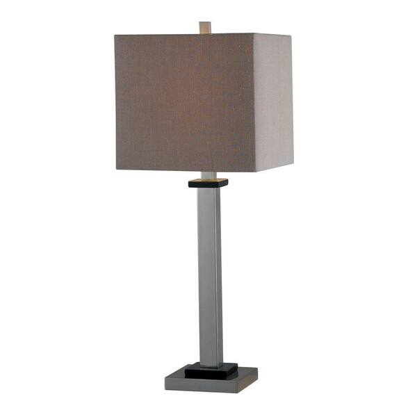 Kenroy Home Turret 29 in. Brushed Steel Finish with Black Accents Table Lamp-DISCONTINUED