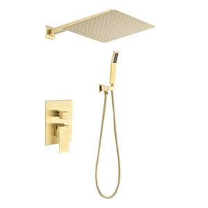 Flora Single-Handle 1 Spray Square Shower Faucet with Handheld Showerhead (Valve Included) in Gold