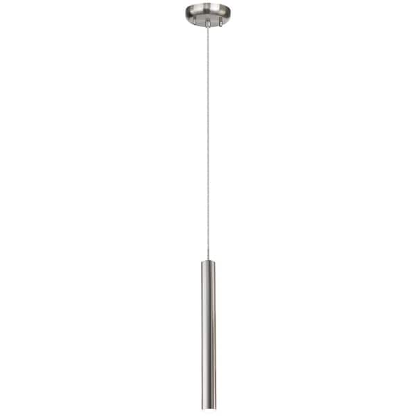 Pipeline 5-Watt 1-Light Brushed Steel, White Tubed Integrated LED Pendant Light