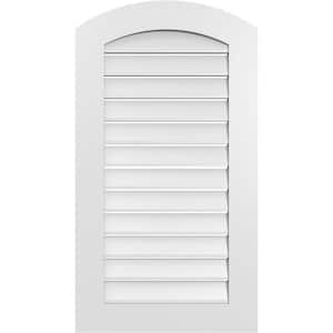 22 in. x 38 in. Arch Top Surface Mount PVC Gable Vent: Decorative with Standard Frame