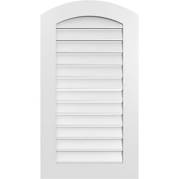 Ekena Millwork 22 in. x 38 in. Arch Top Surface Mount PVC Gable Vent: Decorative with Standard Frame