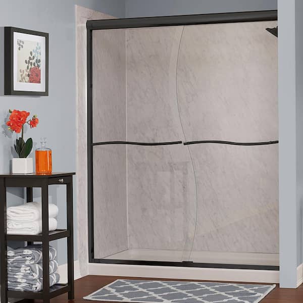 Foremost Cove 58 in. W x 72 in. H Frameless Sliding Shower Door in Oil Rubbed Bronze