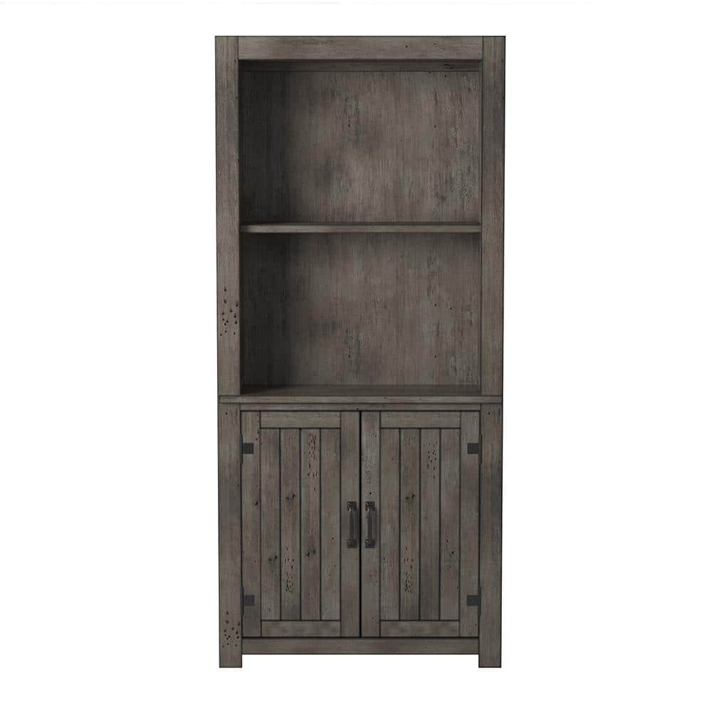 Bridgevine Home Storehouse 71.5 in. Smoked Grey Wood 3-Shelf Standard ...