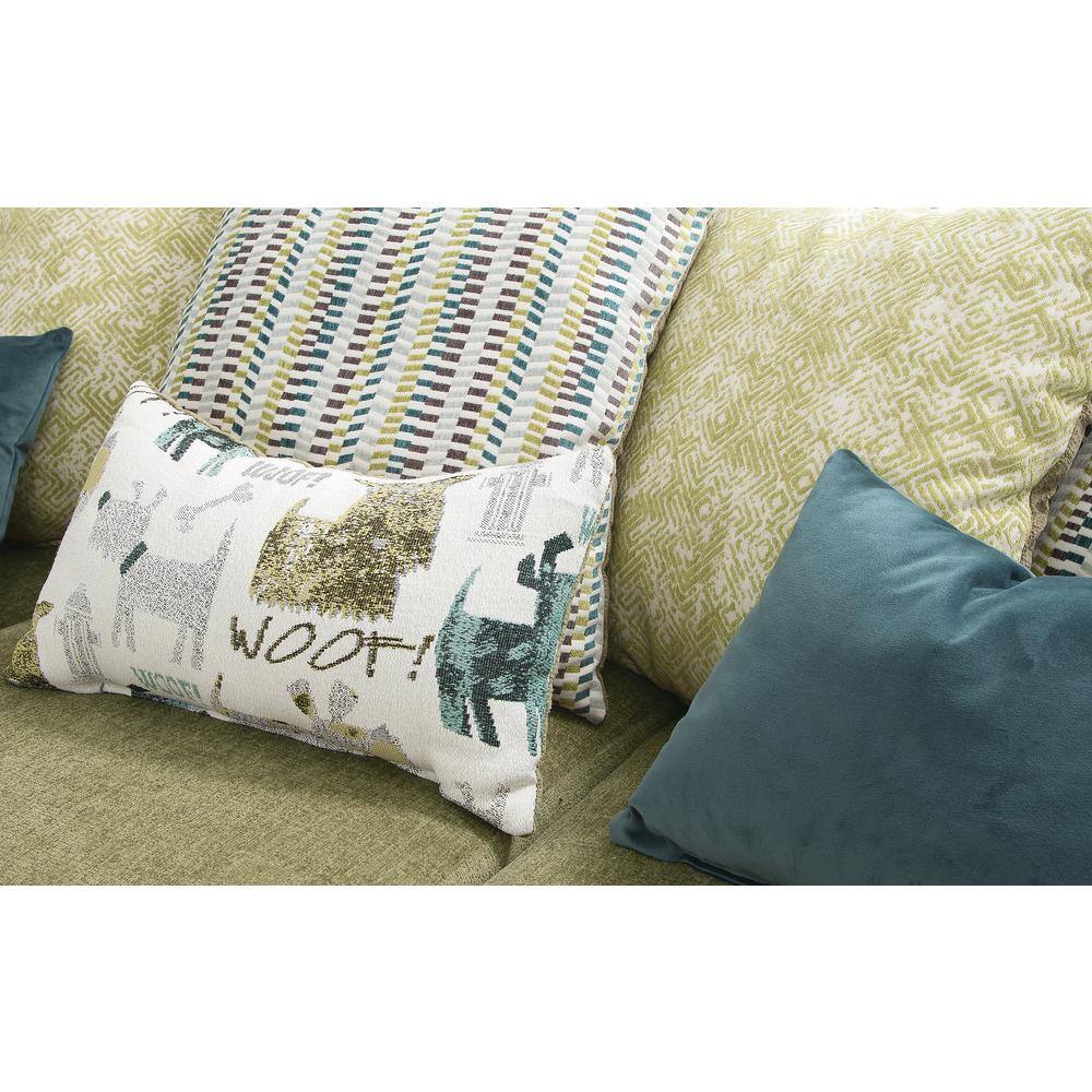 Fern Green Chenille Fabric 2-Piece Sectional Sofa with Throw Pillows