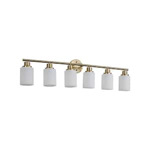 38.6 in. W 6-Lights Modern Bathroom Vanity Lighting Fixture Over Mirror for Decor, E26, No Bulbs Included, (Gold)