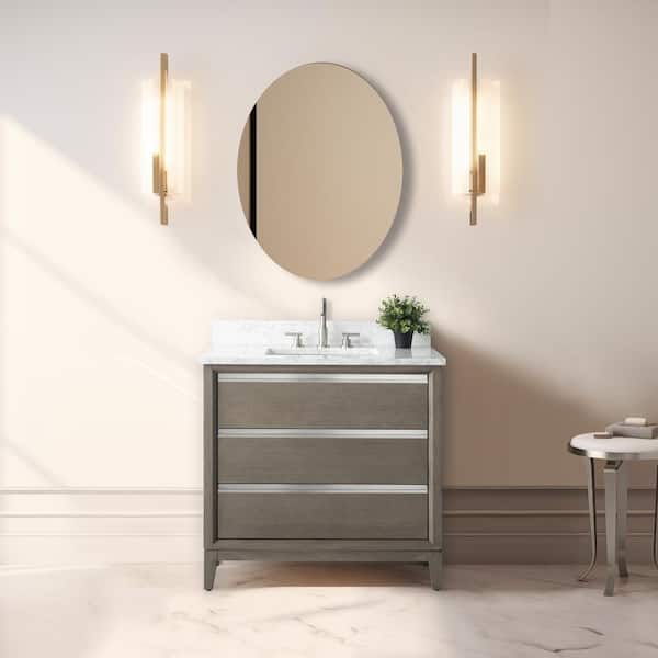 Vanity Art 36 in. W x 22 in. D x 34 in. H Single Sink Bathroom Vanity in Driftwood Gray with Engineered Marble Top