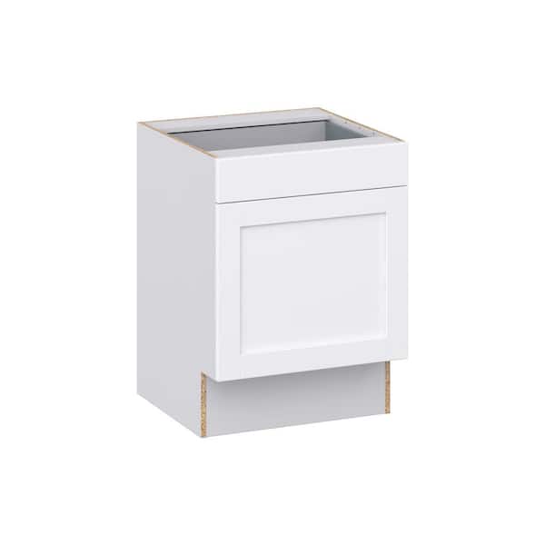 J COLLECTION Milton 24 in W x 24 in D x 32.5 in. H Assembled Shaker Accessible ADA Base Kitchen Cabinet in Bright White with Drawer