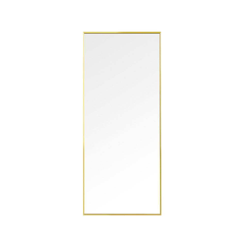 16 in. W x 59 in. H Modern Rectangular Gold Metal Framed Full Length Mirror