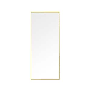16 in. W x 59 in. H Modern Rectangular Gold Metal Framed Full Length Mirror