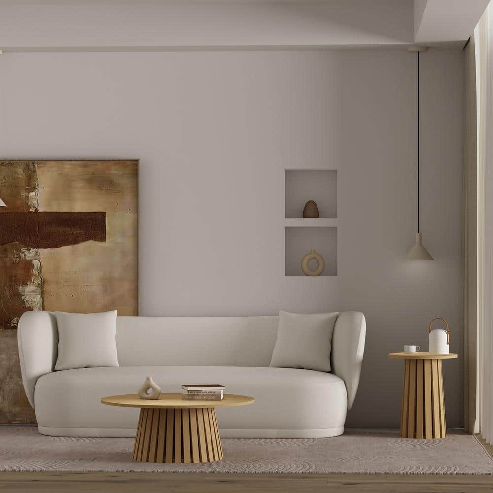 Manhattan Comfort Layla Modern 35.4 in. Natural Oak Round MDF Coffee ...