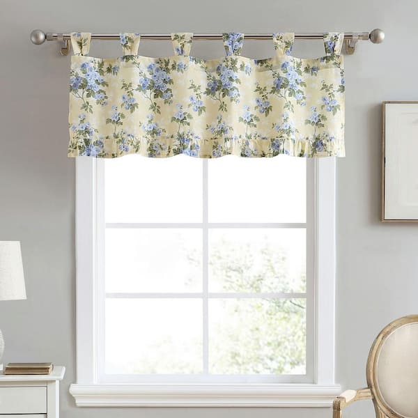 Laura Ashley Cassidy Cotton Floral Valance in Yellow and Blue