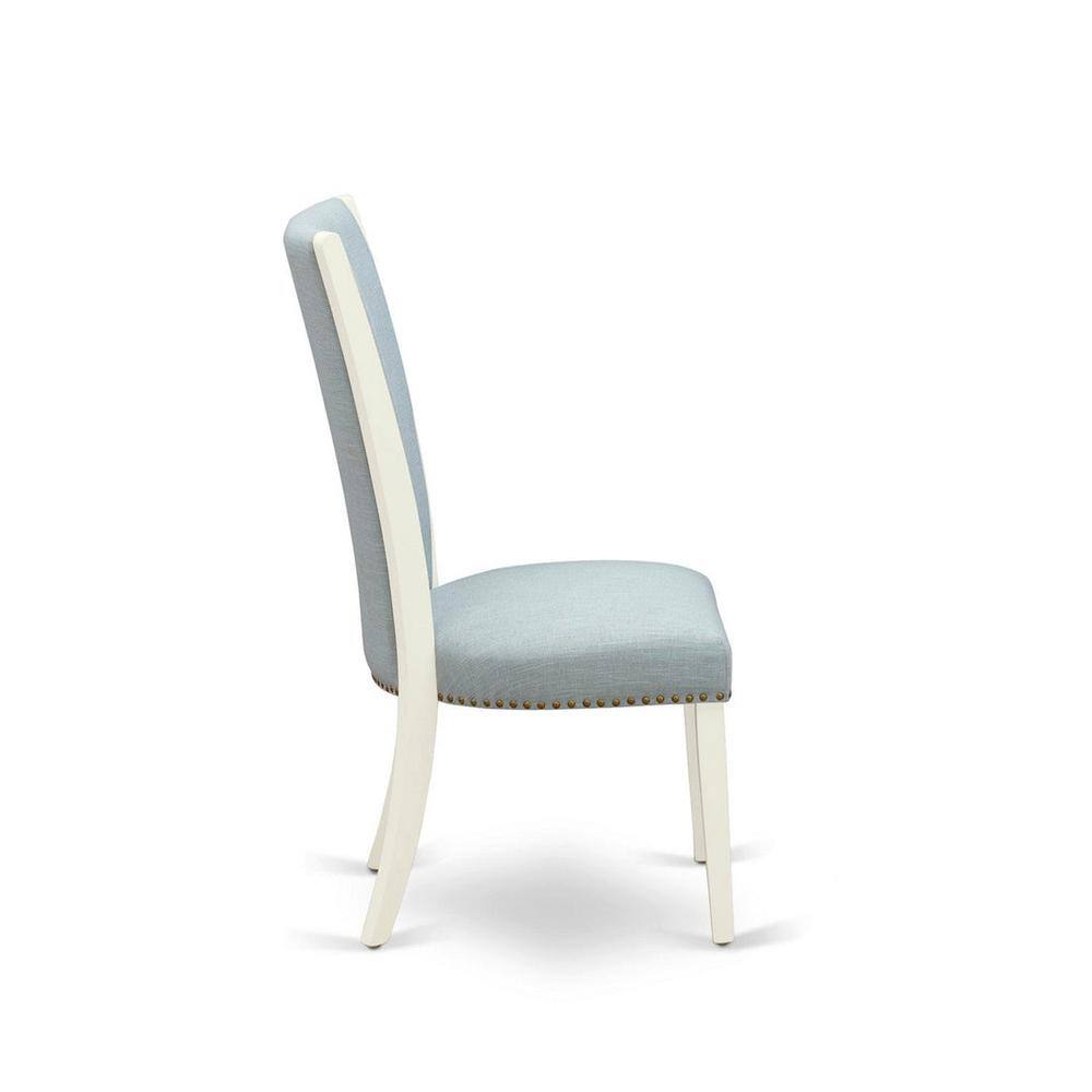 Elegant Blue Linen Upholstered Parsons Side Chair with Wooden Legs