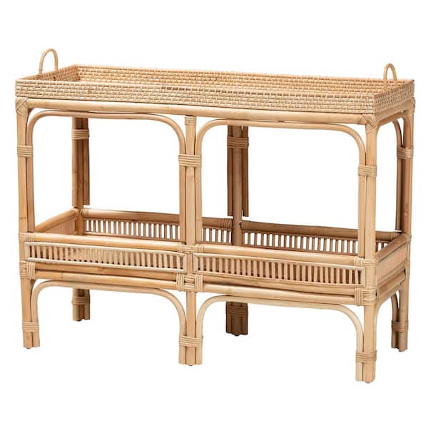 bali & pari - Lombok 39.25 in. Natural Rattan Rectangle Wicker Top Console Table