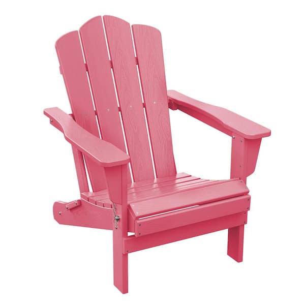 JEAREY HDPE Classic Pink Folding Plastic Adirondack Chair (1-Pack)