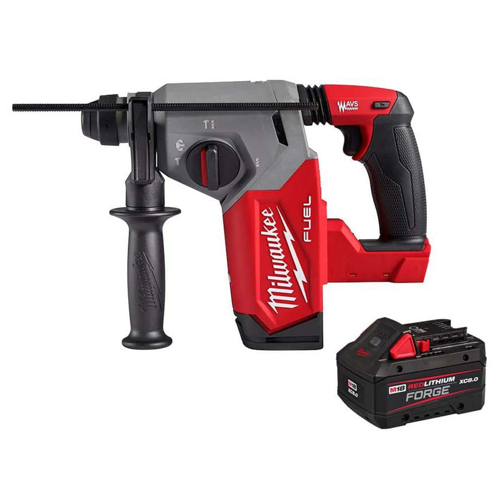 Milwaukee M18 FUEL 18V Lith-Ion Brushless Cordless 1 in. SDS-Plus Rotary Hammer with M18 REDLITHIUM FORGE XC 8.0 Ah Battery Pack