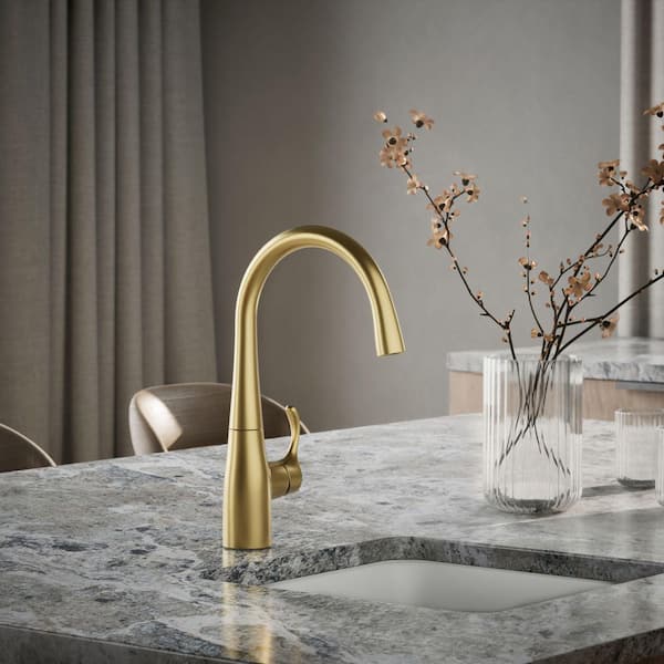 Simplice Single Handle Bar Faucet in Vibrant Brushed Moderne Brass